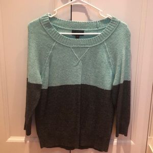 JCrew aqua/gray wool, nylon, cashmere sweater